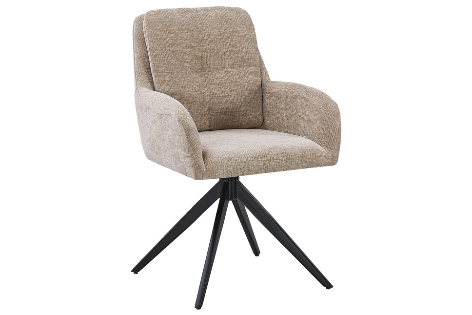 SET DEAL 4 stuks: Eetkamerstoel draaibaar taupe stof Lieve