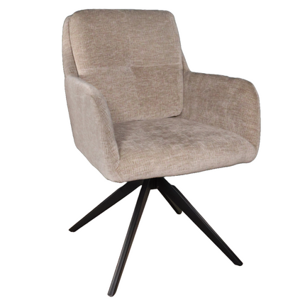 SET DEAL 6 stuks: Eetkamerstoel draaibaar taupe stof Lieve