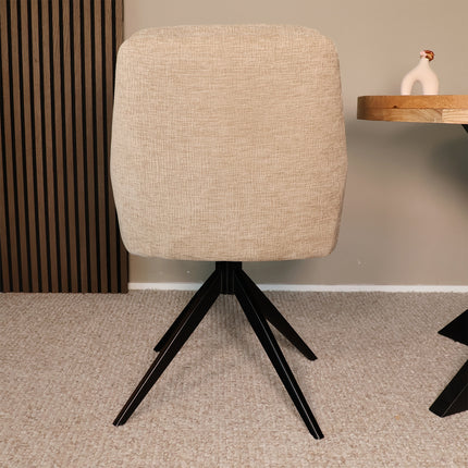 SET DEAL 6 stuks: Eetkamerstoel draaibaar taupe stof Lieve