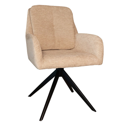 SET DEAL 4 stuks: Eetkamerstoel draaibaar taupe stof Lieve