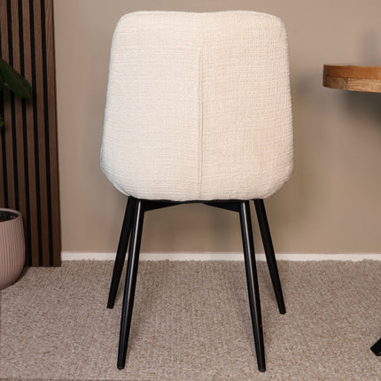 SET DEAL: 4 Eetkamerstoelen wit stof Lynn
