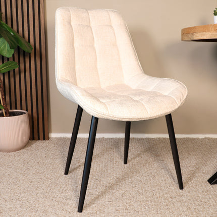 SET DEAL: 6 Eetkamerstoelen wit stof Lynn