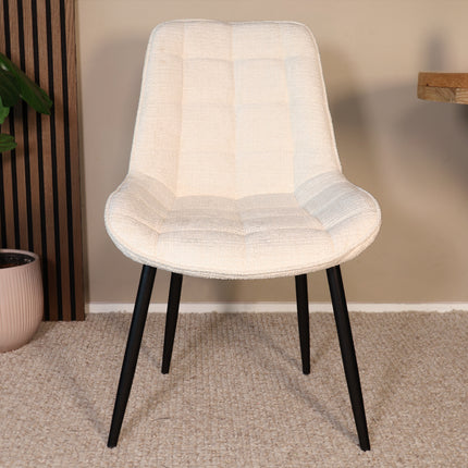 SET DEAL: 4 Eetkamerstoelen wit stof Lynn