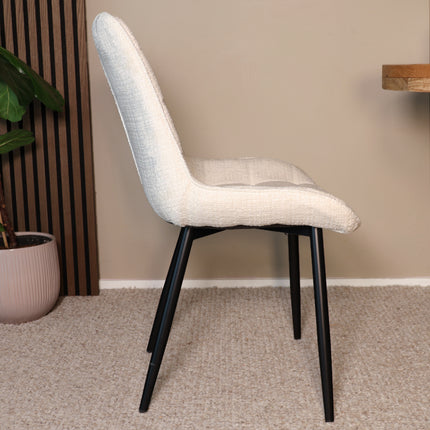 SET DEAL: 4 Eetkamerstoelen wit stof Lynn