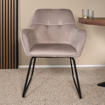 Eetkamerstoel taupe velvet Mae