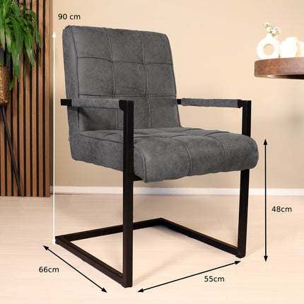 SET DEAL 4 stuks: Eetkamerstoel antraciet microvezel Milan