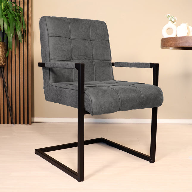 SET DEAL 4 stuks: Eetkamerstoel antraciet microvezel Milan
