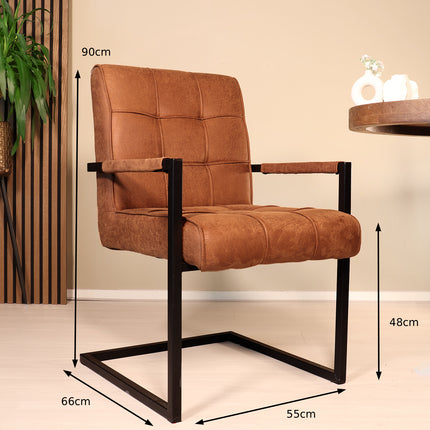 SET DEAL 4 stuks: Eetkamerstoel cognac microvezel Milan