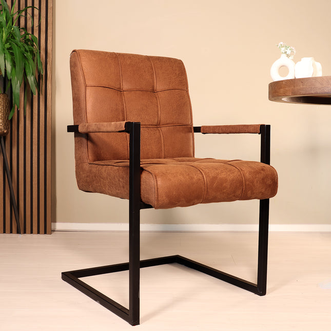 Eetkamerstoel cognac microvezel Milan