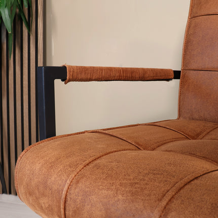 SET DEAL 4 stuks: Eetkamerstoel cognac microvezel Milan