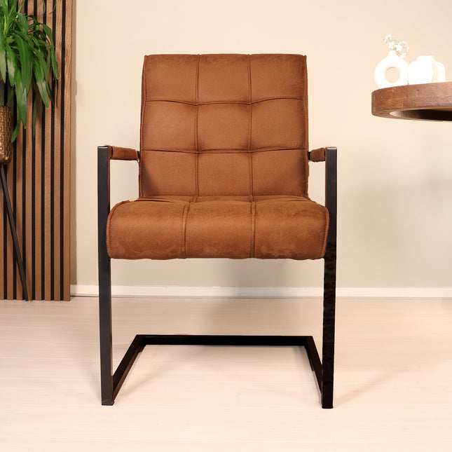 Eetkamerstoel cognac microvezel Milan