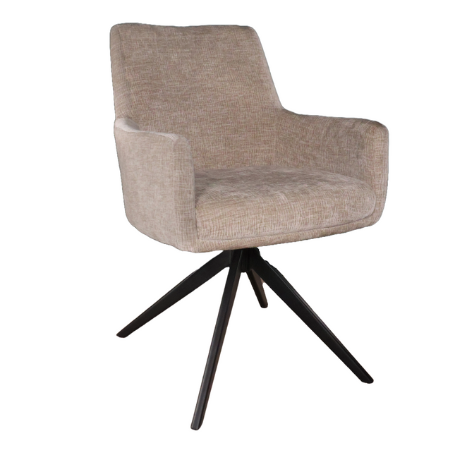 SET DEAL 6 stuks: Eetkamerstoel draaibaar taupe chenille Nola