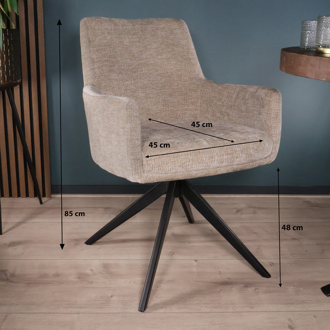 Eetkamerstoel draaibaar taupe chenille Nola