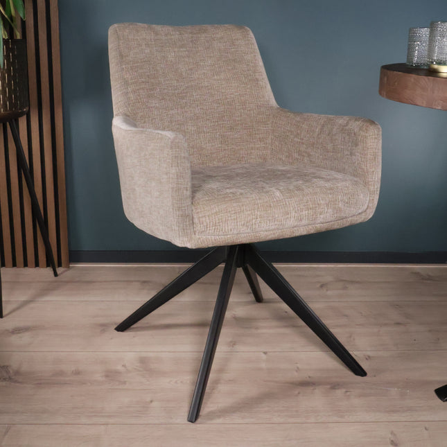 Eetkamerstoel draaibaar taupe chenille Nola