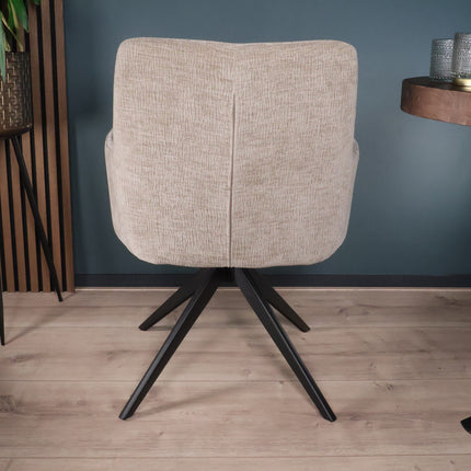Eetkamerstoel draaibaar taupe chenille Nola
