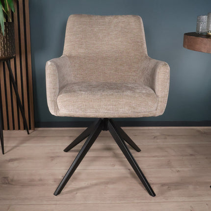 Eetkamerstoel draaibaar taupe chenille Nola