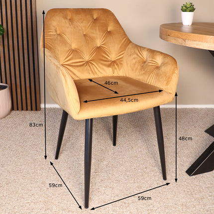 Eetkamerstoel goud velvet Paco