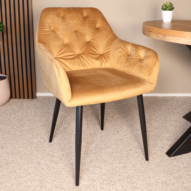 SET DEAL 6 stuks: Eetkamerstoel goud velvet Paco