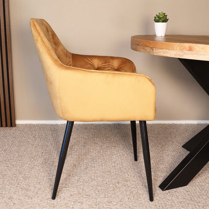 SET DEAL 6 stuks: Eetkamerstoel goud velvet Paco