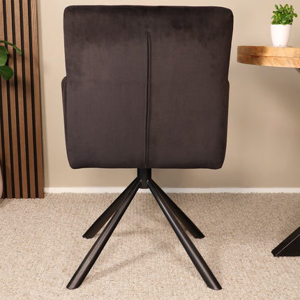 SET DEAL 4 stuks: Eetkamerstoel draaibaar zwart velvet Puck