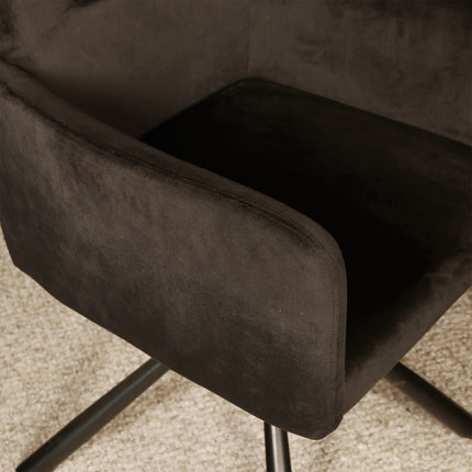 SET DEAL 4 stuks: Eetkamerstoel draaibaar zwart velvet Puck