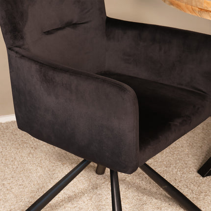 SET DEAL 4 stuks: Eetkamerstoel draaibaar zwart velvet Puck