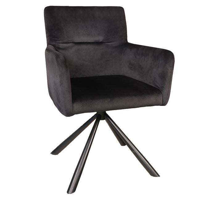 SET DEAL 4 stuks: Eetkamerstoel draaibaar zwart velvet Puck