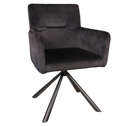 SET DEAL 6 stuks: Eetkamerstoel draaibaar zwart velvet Puck