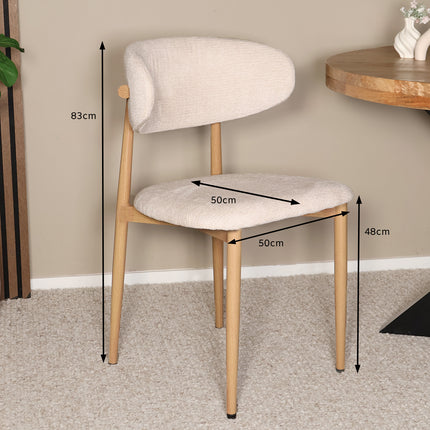 SET DEAL 6 stuks: Eetkamerstoel Japandi beige Reika lichtbruin