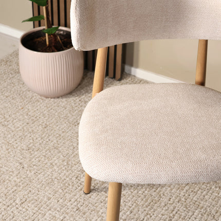 SET DEAL 4 stuks: Eetkamerstoel Japandi beige Reika lichtbruin