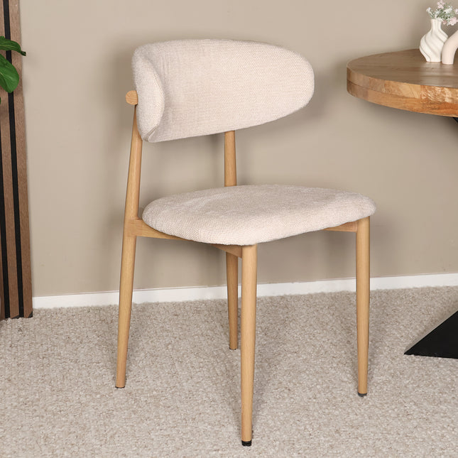 SET DEAL 6 stuks: Eetkamerstoel Japandi beige Reika lichtbruin