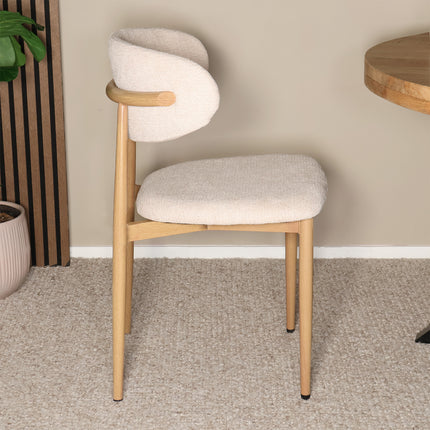 SET DEAL 4 stuks: Eetkamerstoel Japandi beige Reika lichtbruin