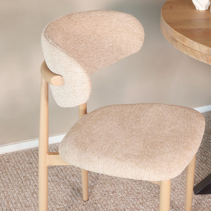 SET DEAL 4 stuks: Eetkamerstoel Japandi bruin Reika lichtbruin