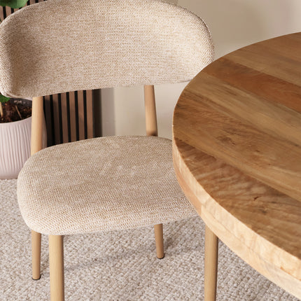 SET DEAL 6 stuks: Eetkamerstoel Japandi bruin Reika lichtbruin