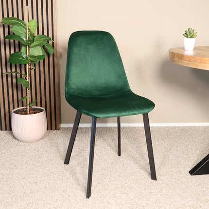 Eetkamerstoel donkergroen velvet Simpy