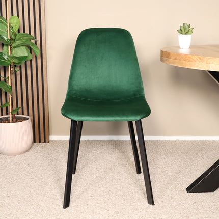 Eetkamerstoel donkergroen velvet Simpy