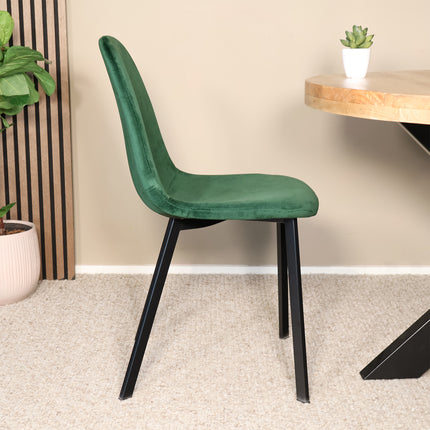 Eetkamerstoel donkergroen velvet Simpy