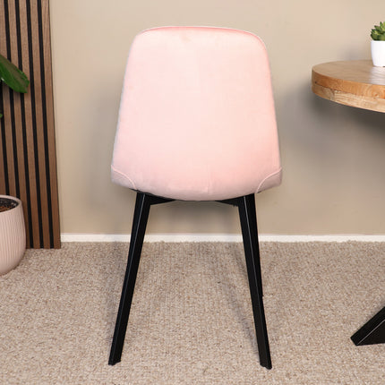 SET DEAL: 4 Eetkamerstoelen lichtroze velvet Simpy