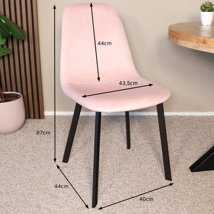 SET DEAL: 4 Eetkamerstoelen lichtroze velvet Simpy