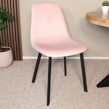 Eetkamerstoel lichtroze velvet Simpy
