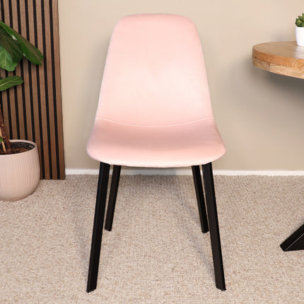 SET DEAL: 6 Eetkamerstoelen lichtroze velvet Simpy