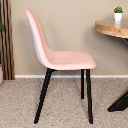 SET DEAL: 4 Eetkamerstoelen lichtroze velvet Simpy