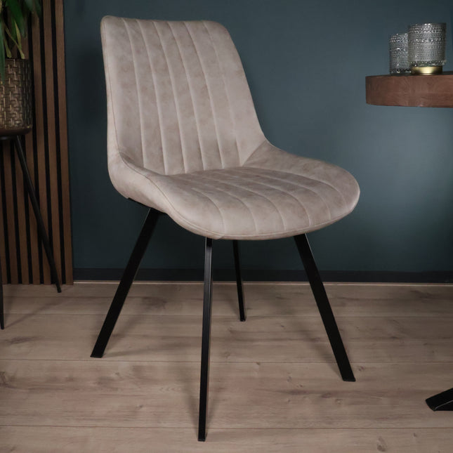 SET DEAL: 4 Eetkamerstoelen lichtgrijs microvezel Susta