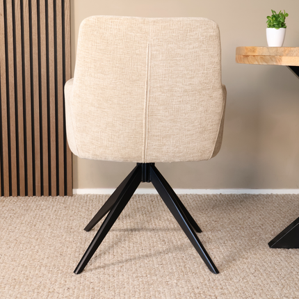 SET DEAL 4 stuks: Eetkamerstoel draaibaar taupe chenille Nola