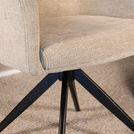 SET DEAL 4 stuks: Eetkamerstoel draaibaar taupe chenille Nola