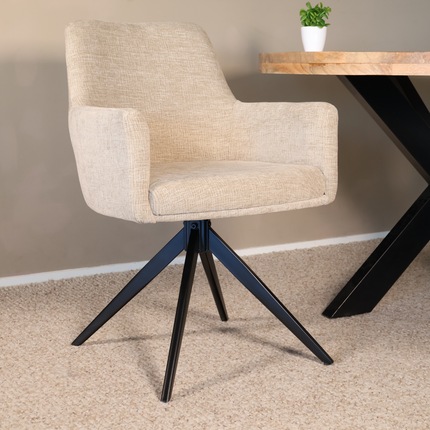 SET DEAL 4 stuks: Eetkamerstoel draaibaar taupe chenille Nola