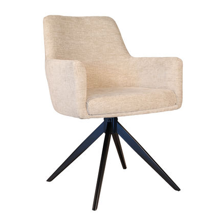 SET DEAL 4 stuks: Eetkamerstoel draaibaar taupe chenille Nola