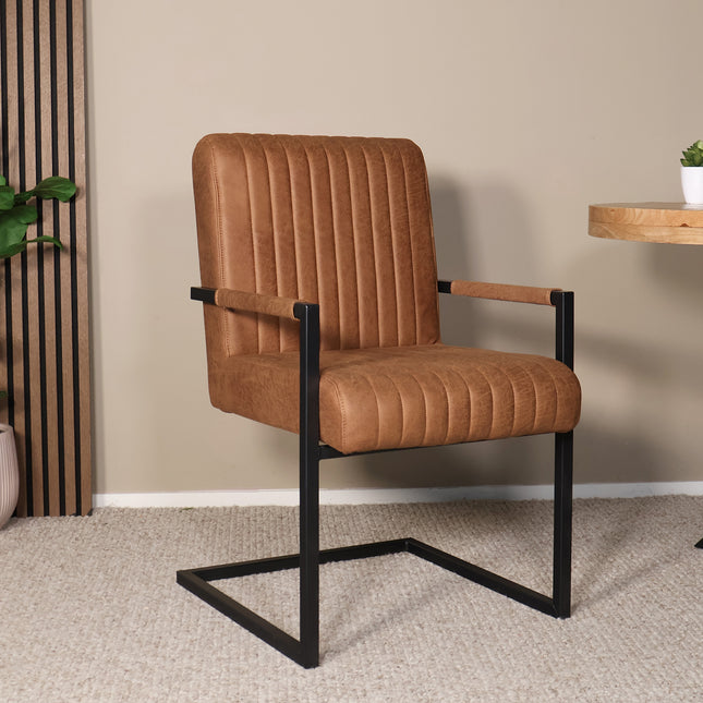 SET DEAL 4 stuks: Eetkamerstoel cognac microvezel Timor