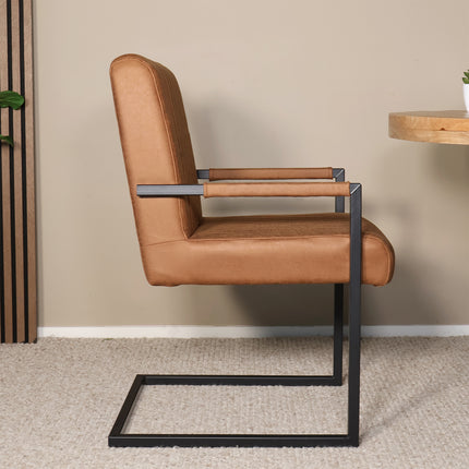 SET DEAL 4 stuks: Eetkamerstoel cognac microvezel Timor