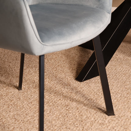 SET DEAL 6 stuks: Eetkamerstoel blauw velvet Yurgan